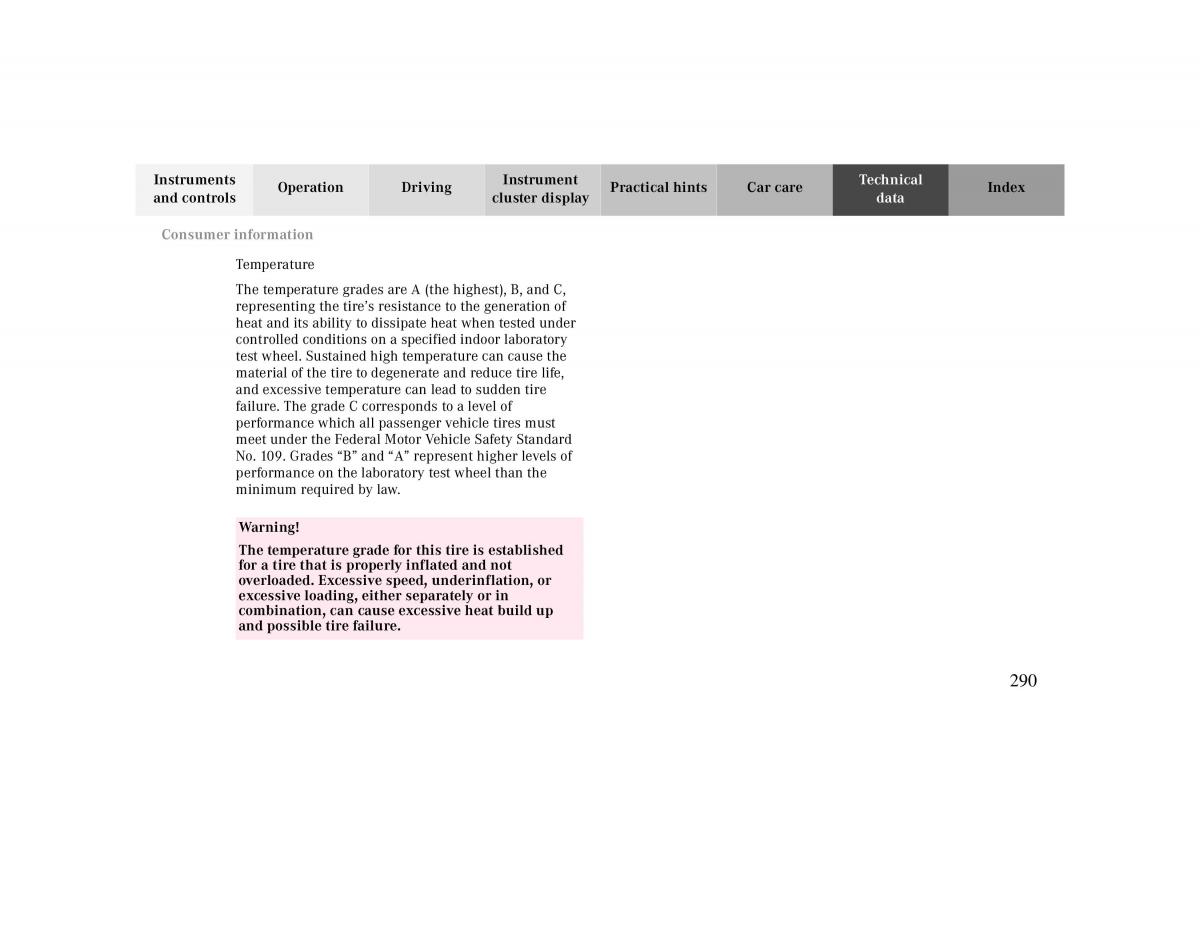 Mercedes Benz CLK 430 W208 owners manual / page 290