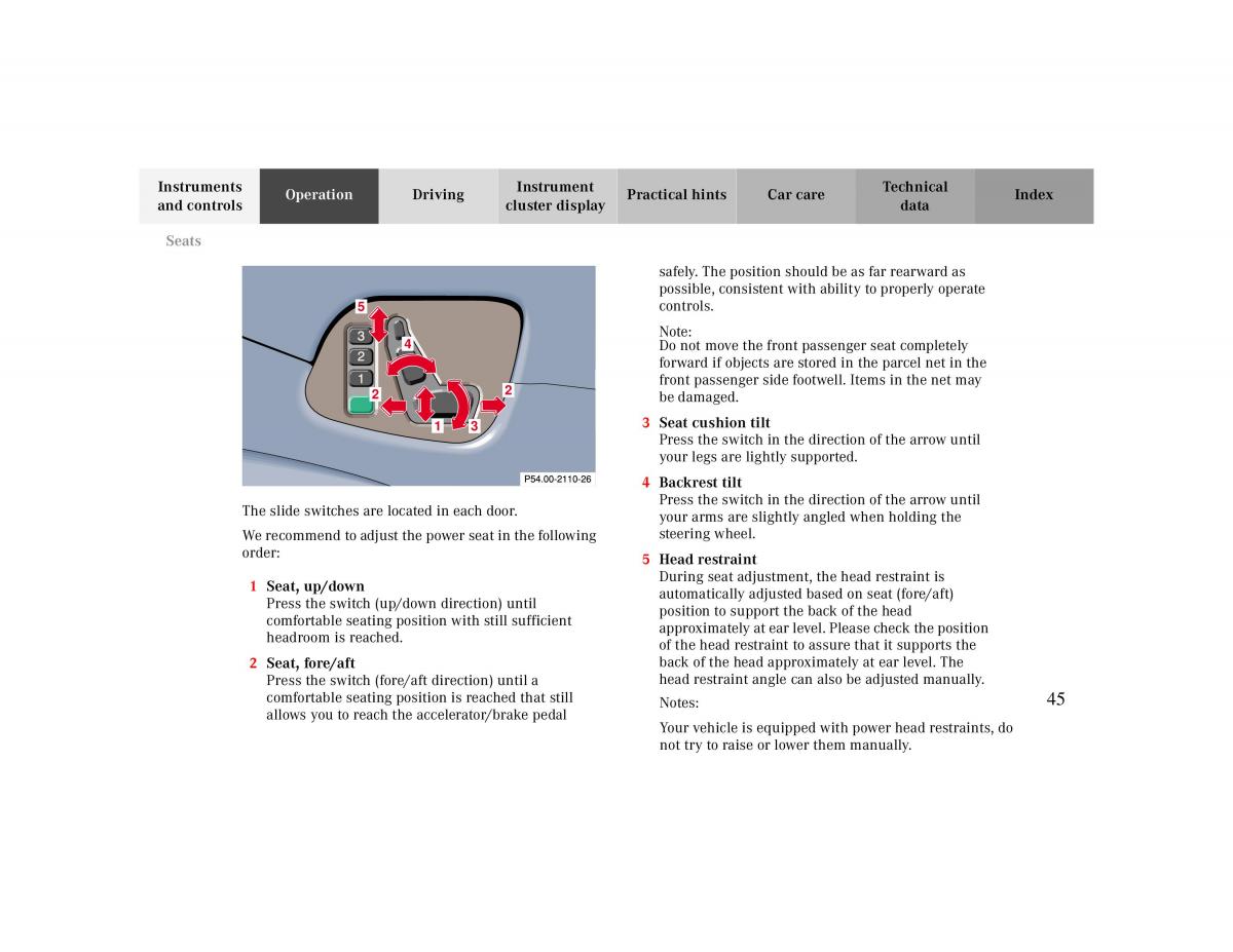 manual  Mercedes Benz CLK 430 W208 owners manual / page 45