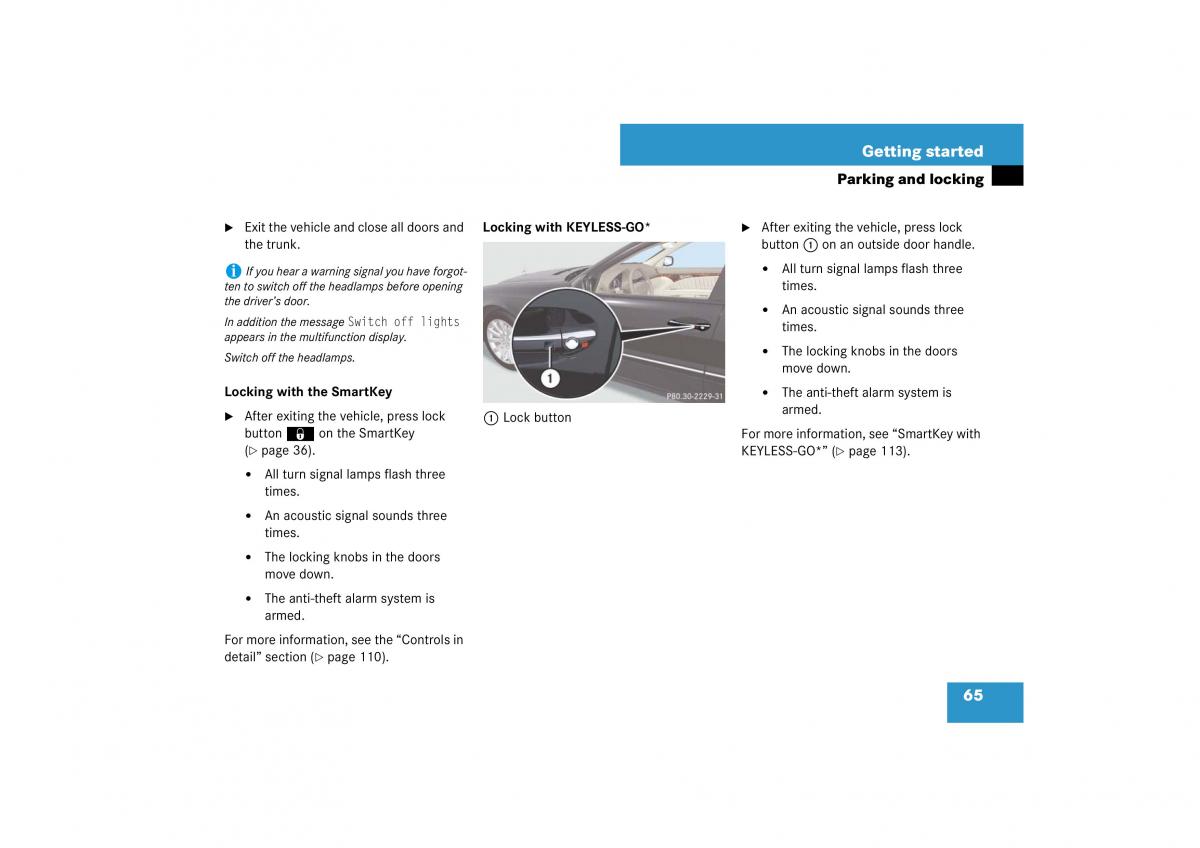 Mercedes Benz E Class W211 owners manual / page 66