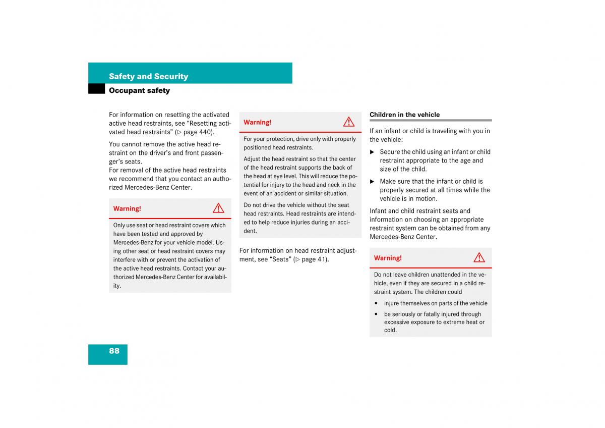 Mercedes Benz E Class W211 owners manual / page 89