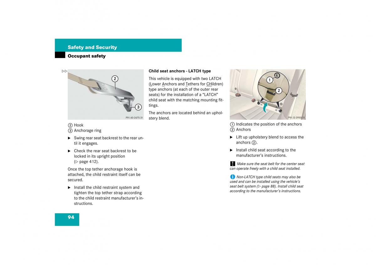 Mercedes Benz E Class W211 owners manual / page 95