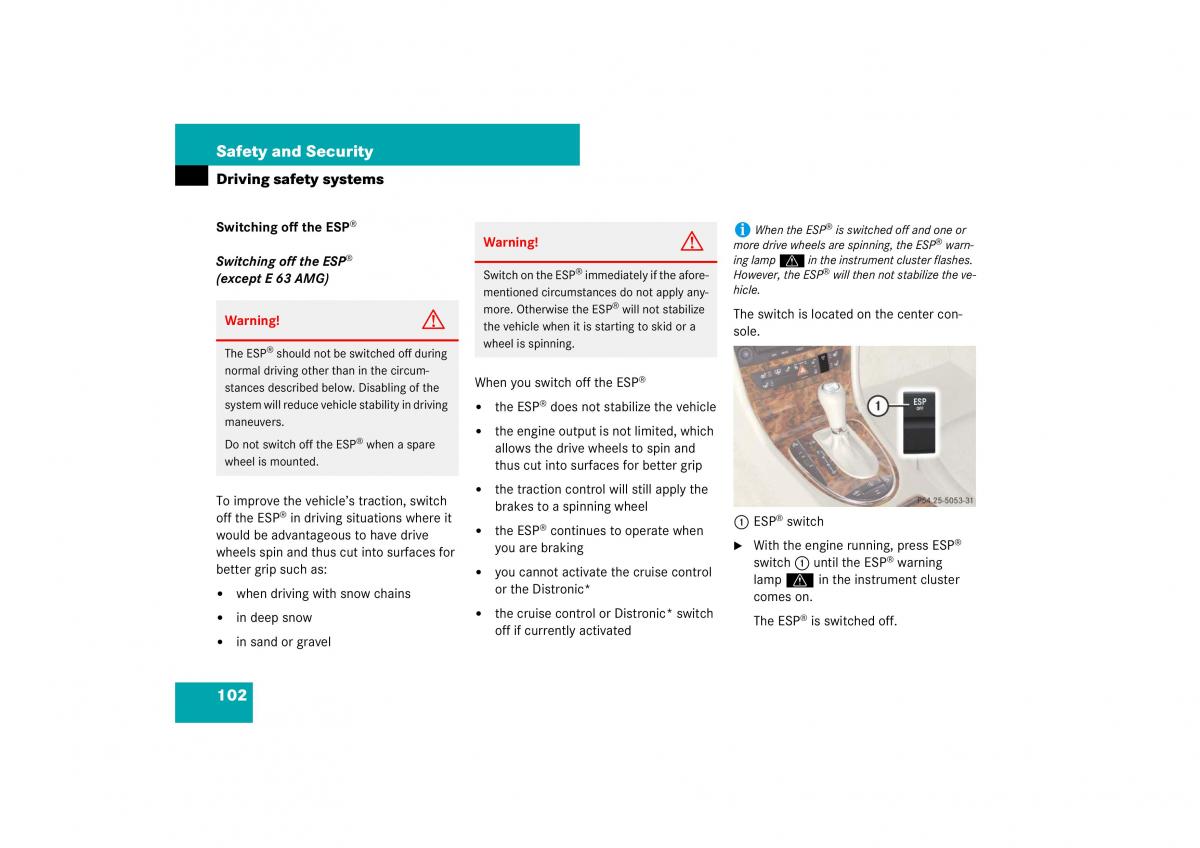 Mercedes Benz E Class W211 owners manual / page 103