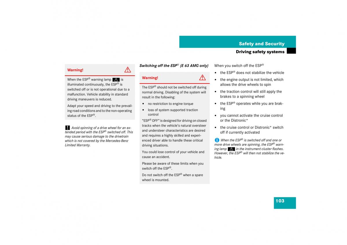 Mercedes Benz E Class W211 owners manual / page 104