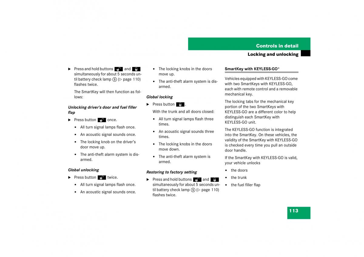 Mercedes Benz E Class W211 owners manual / page 114