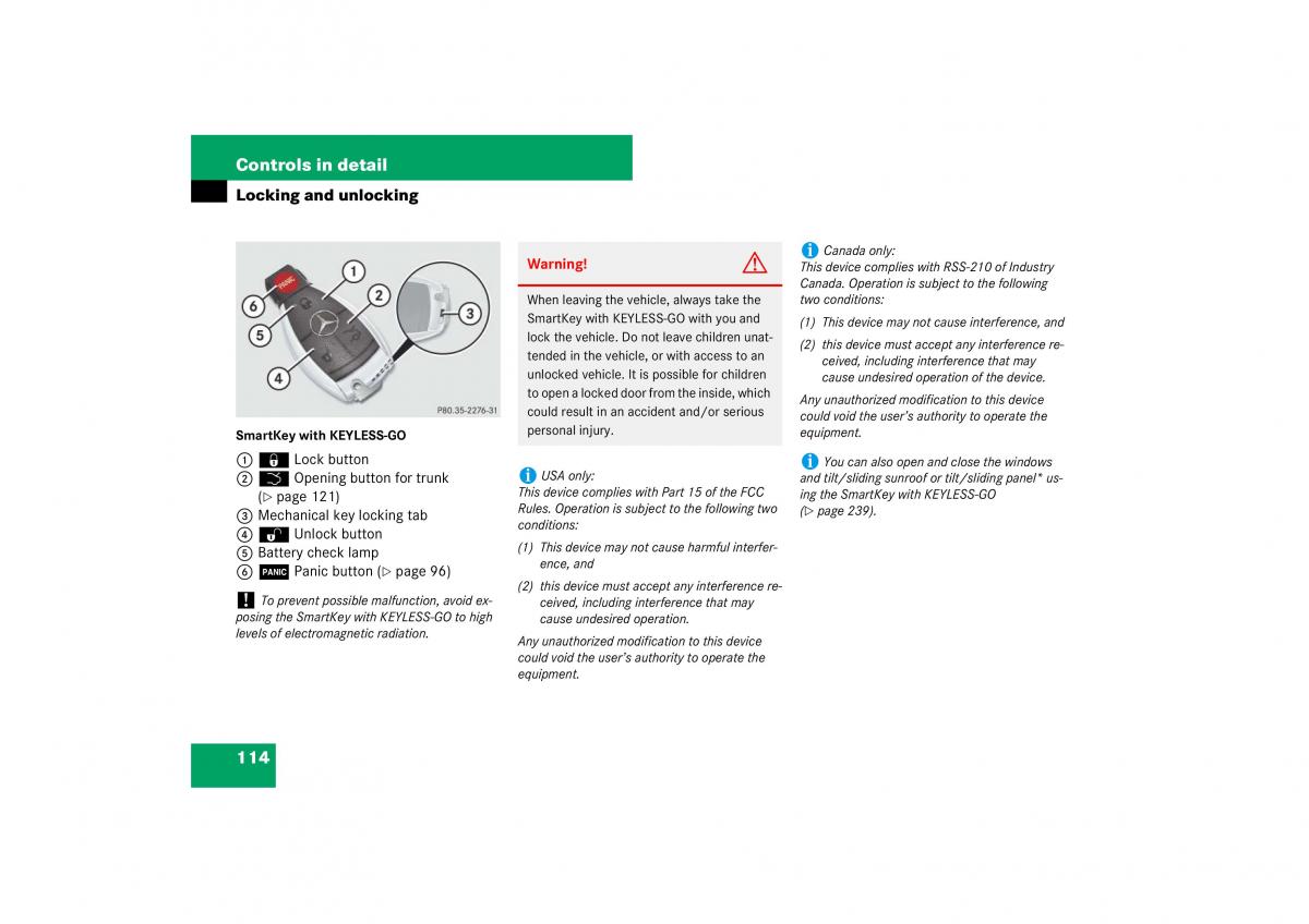 Mercedes Benz E Class W211 owners manual / page 115