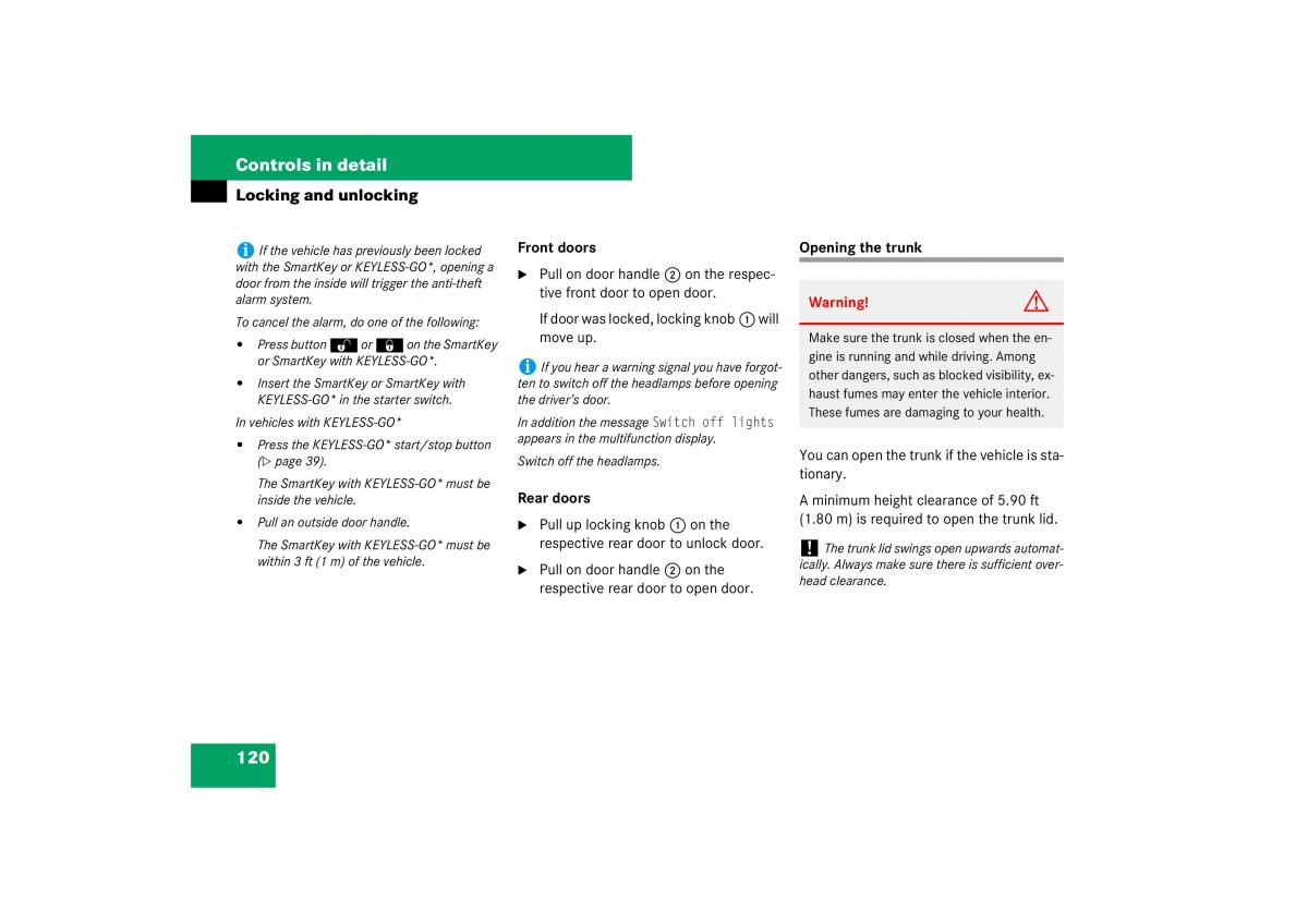 Mercedes Benz E Class W211 owners manual / page 121