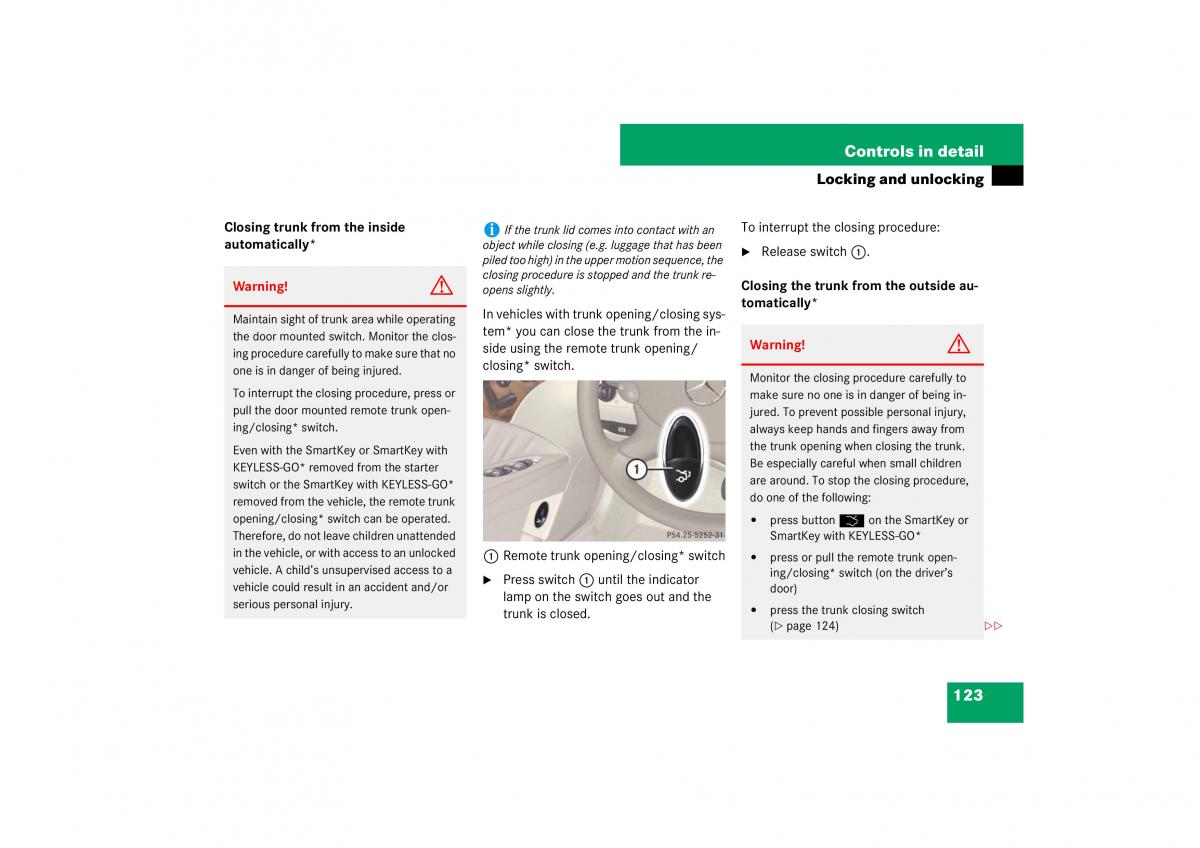 Mercedes Benz E Class W211 owners manual / page 124