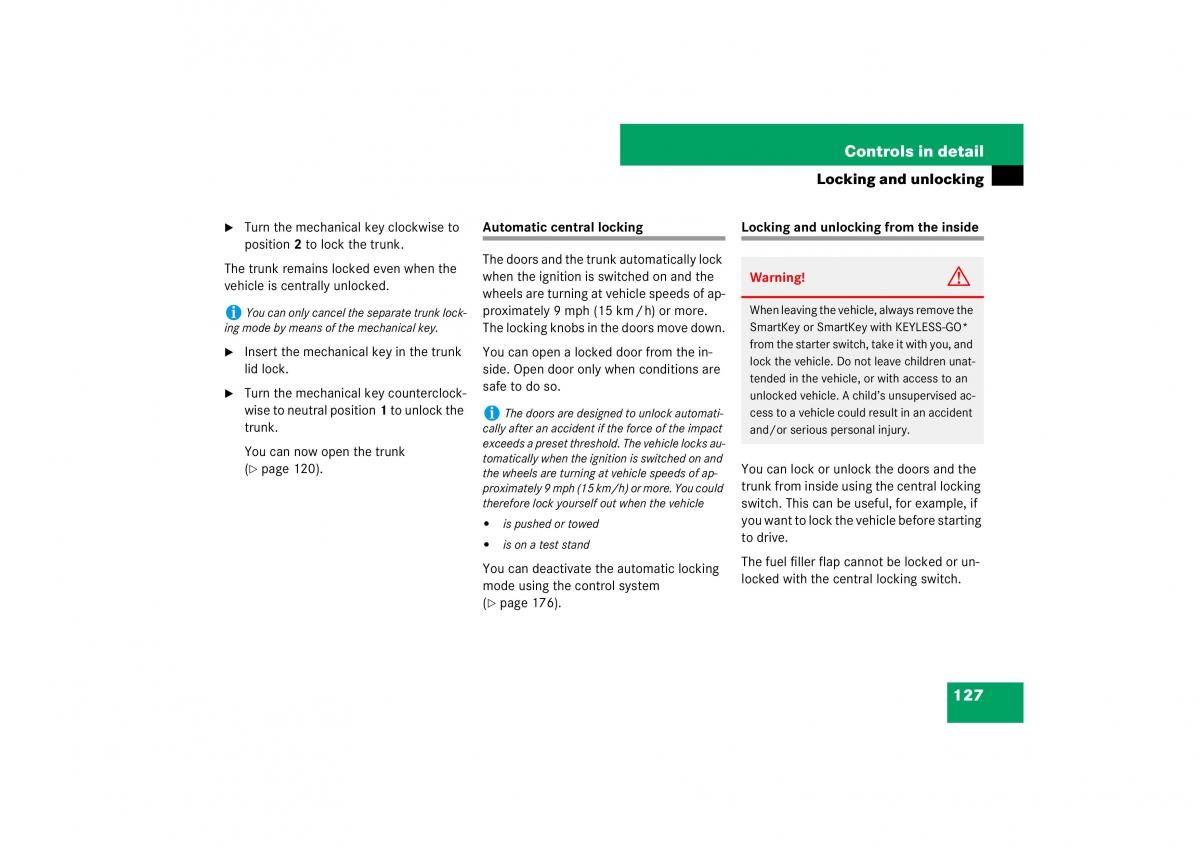 Mercedes Benz E Class W211 owners manual / page 128