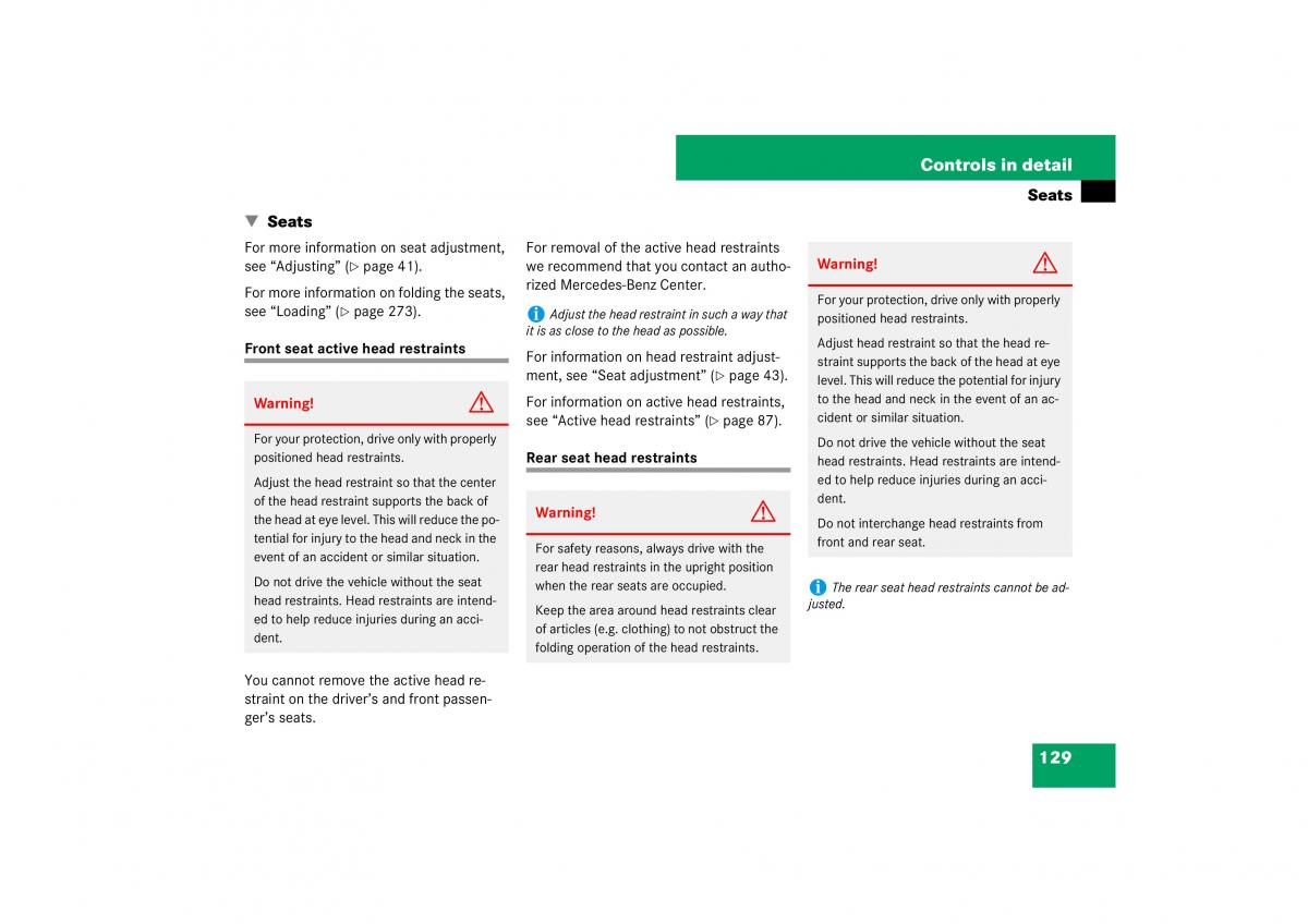 Mercedes Benz E Class W211 owners manual / page 130