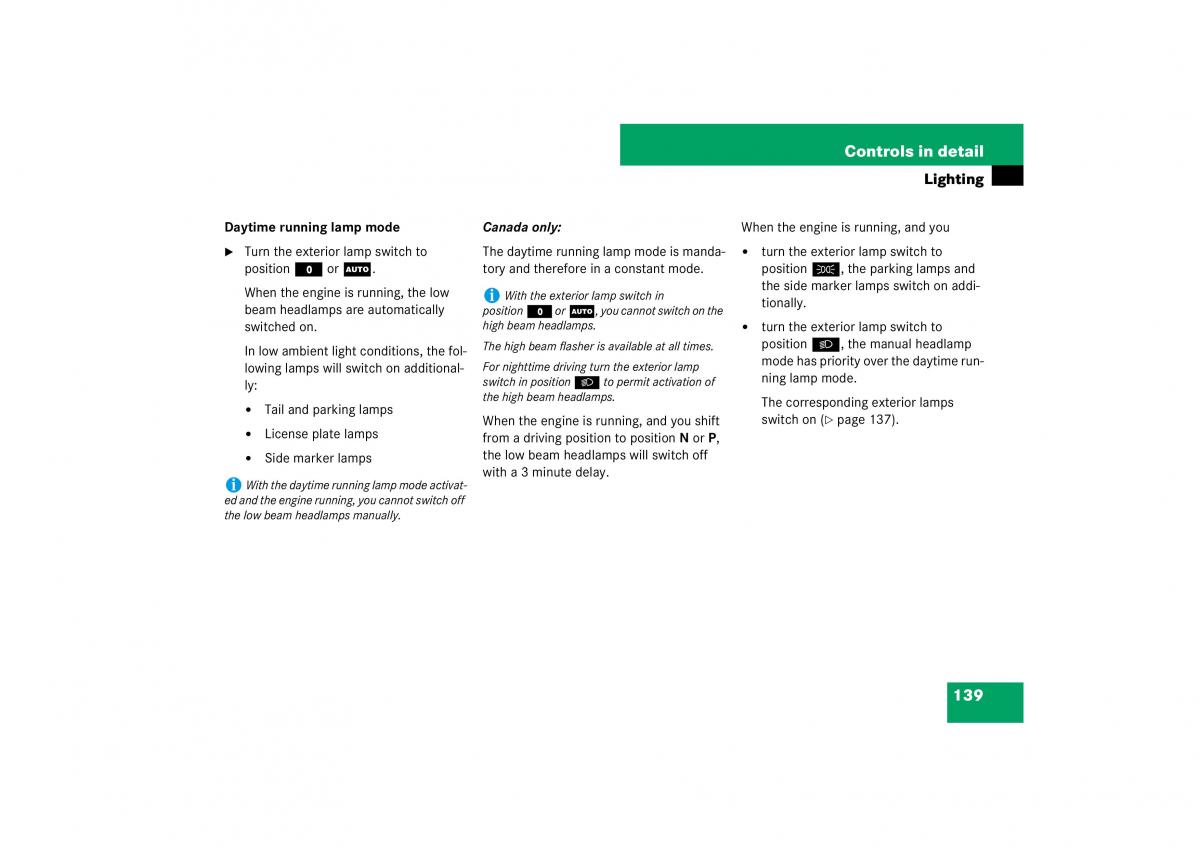 Mercedes Benz E Class W211 owners manual / page 140