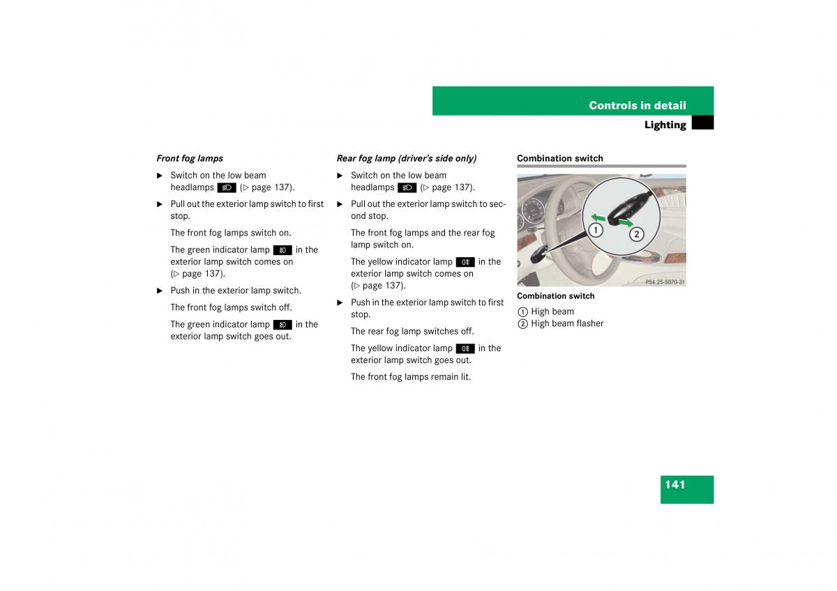 Mercedes Benz E Class W211 owners manual / page 142