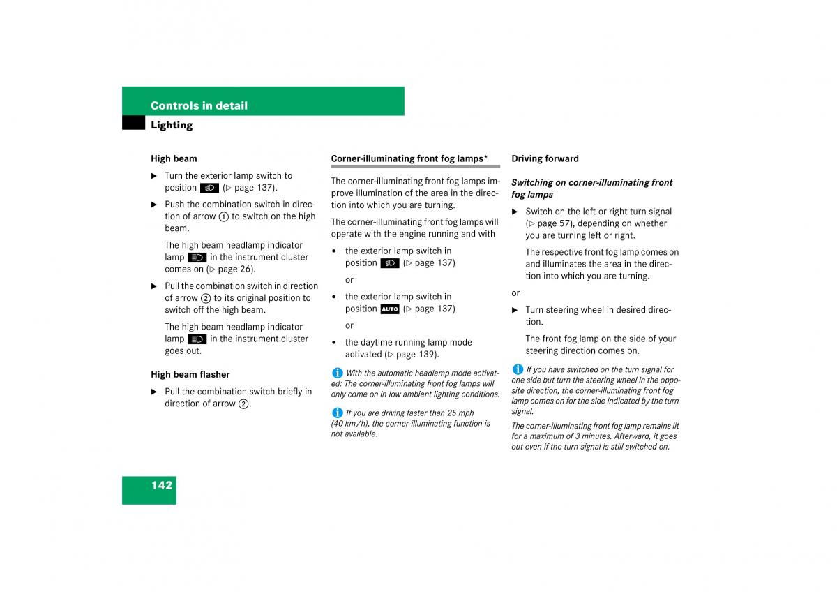 Mercedes Benz E Class W211 owners manual / page 143