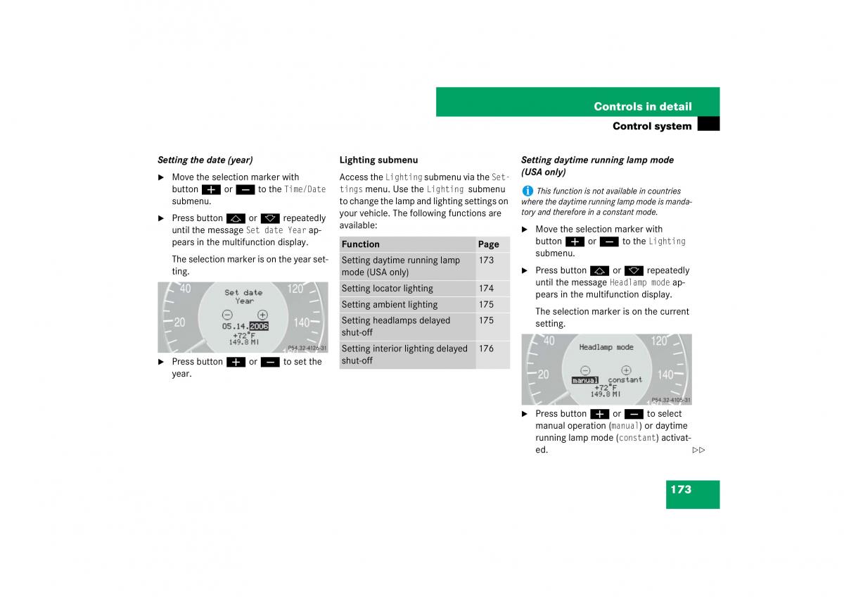 Mercedes Benz E Class W211 owners manual / page 174