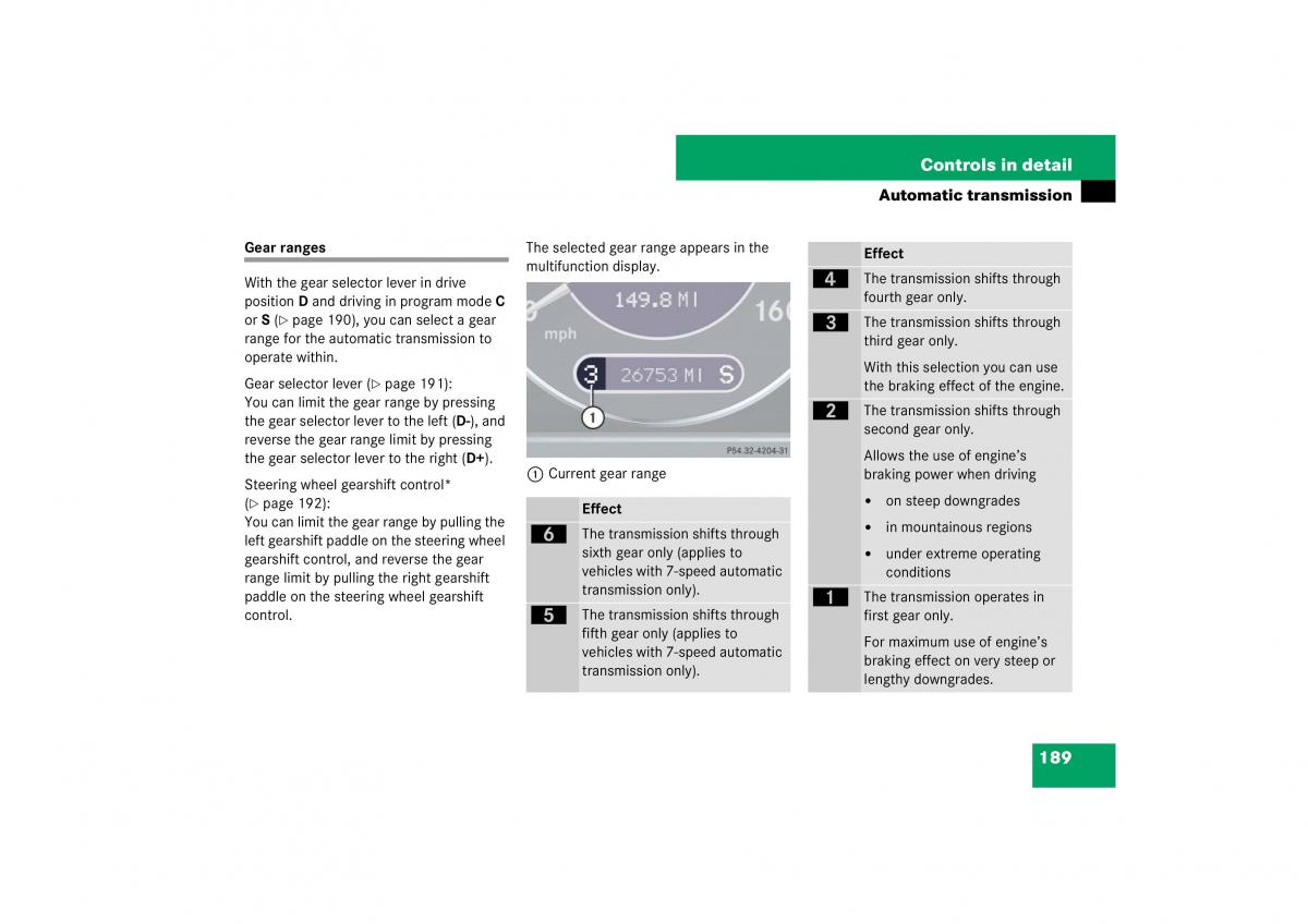 Mercedes Benz E Class W211 owners manual / page 190