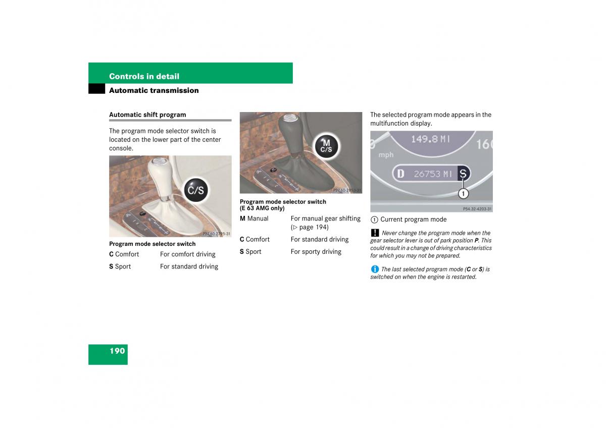 Mercedes Benz E Class W211 owners manual / page 191