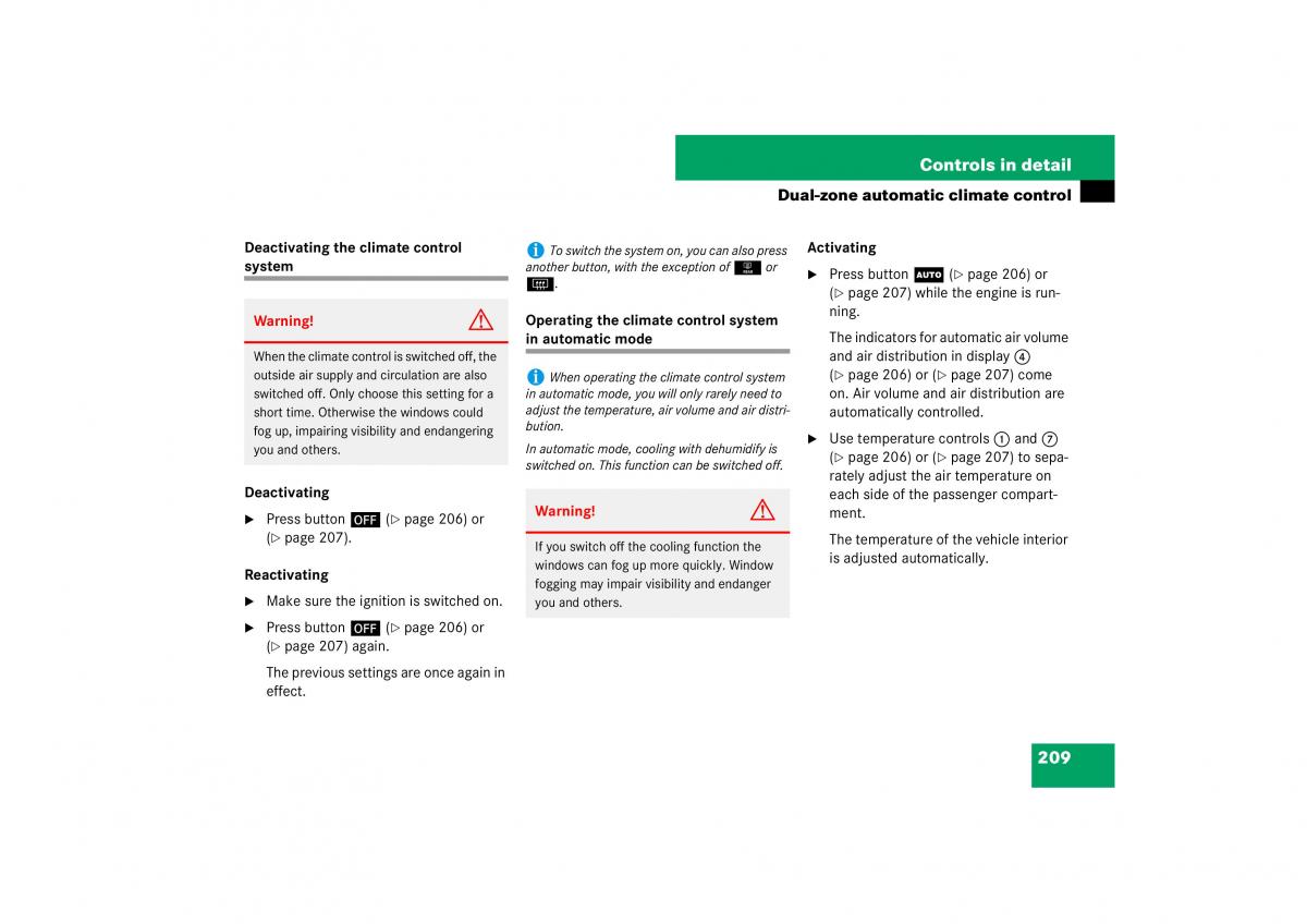 Mercedes Benz E Class W211 owners manual / page 210