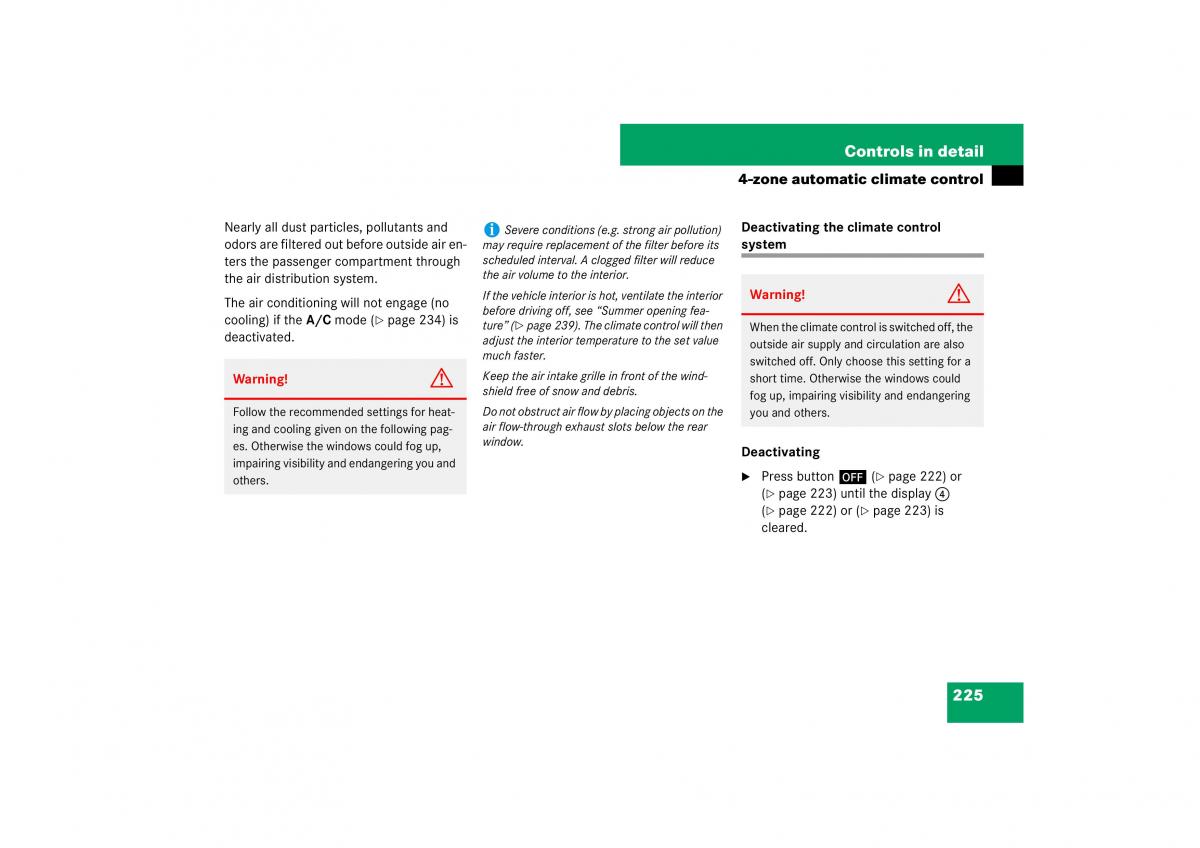 Mercedes Benz E Class W211 owners manual / page 226