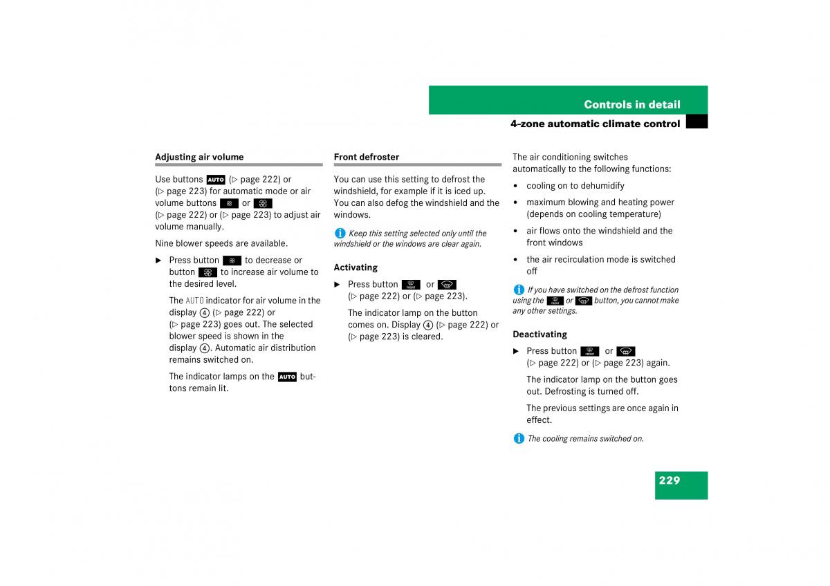 Mercedes Benz E Class W211 owners manual / page 230