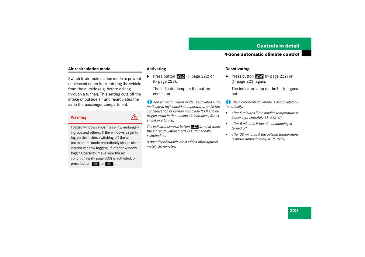 Mercedes Benz E Class W211 owners manual / page 232