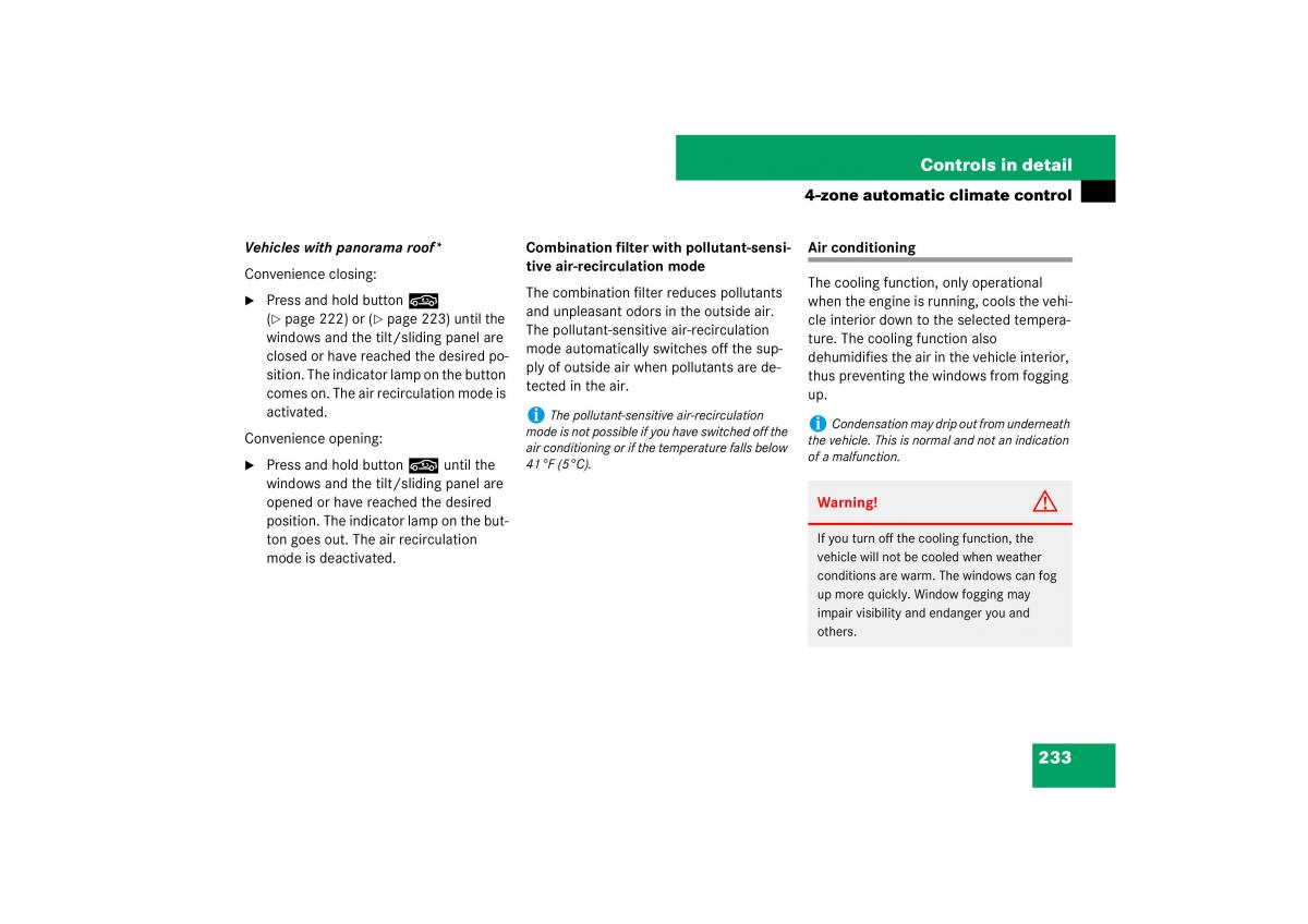 Mercedes Benz E Class W211 owners manual / page 234