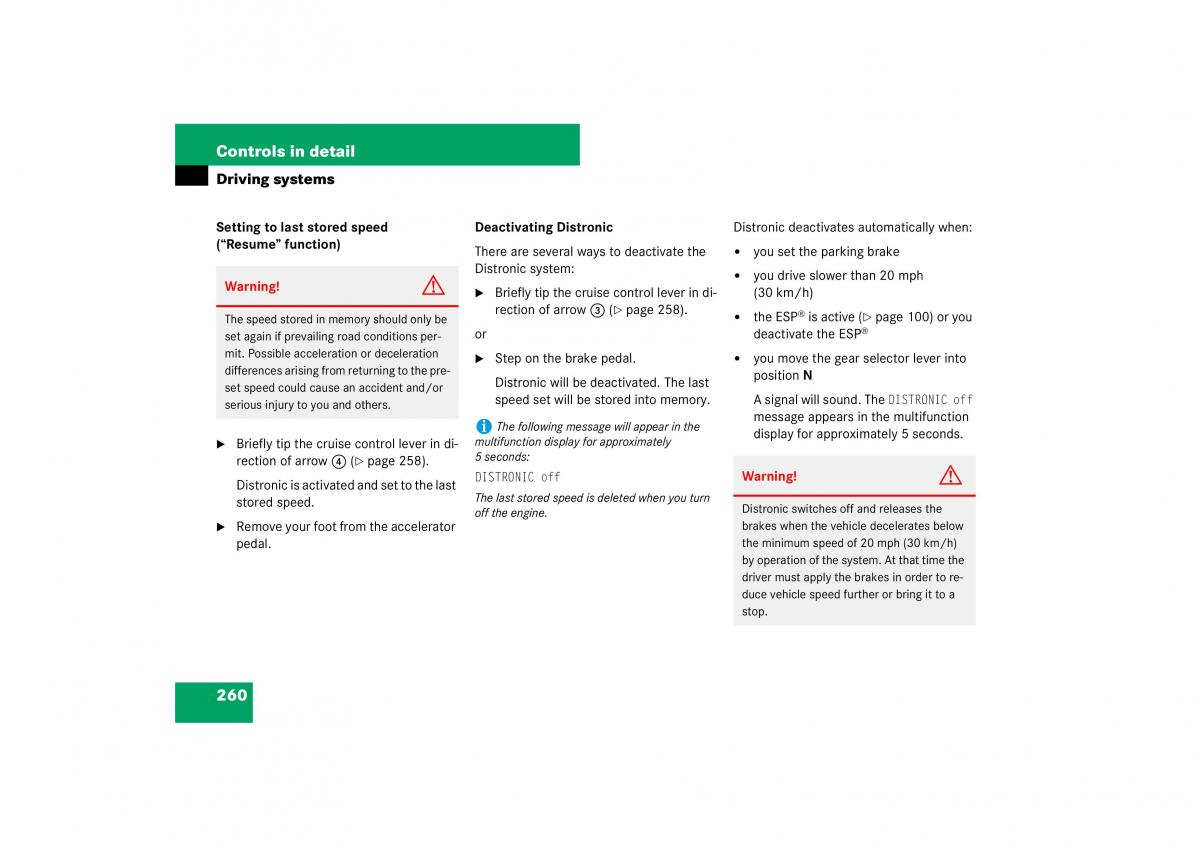 Mercedes Benz E Class W211 owners manual / page 261