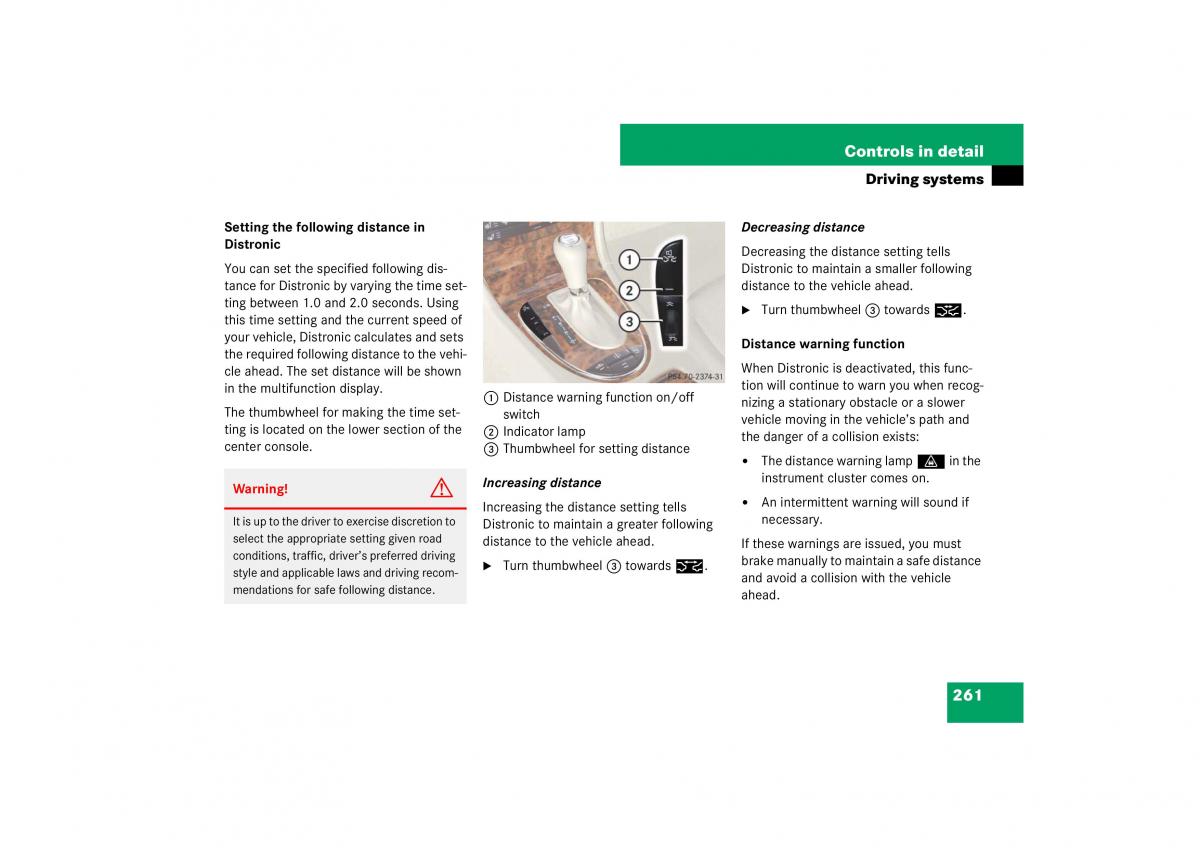 Mercedes Benz E Class W211 owners manual / page 262