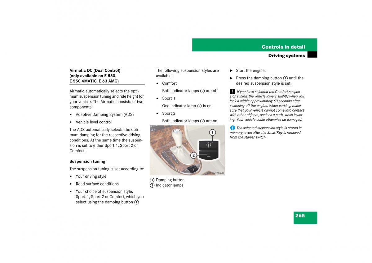 Mercedes Benz E Class W211 owners manual / page 266