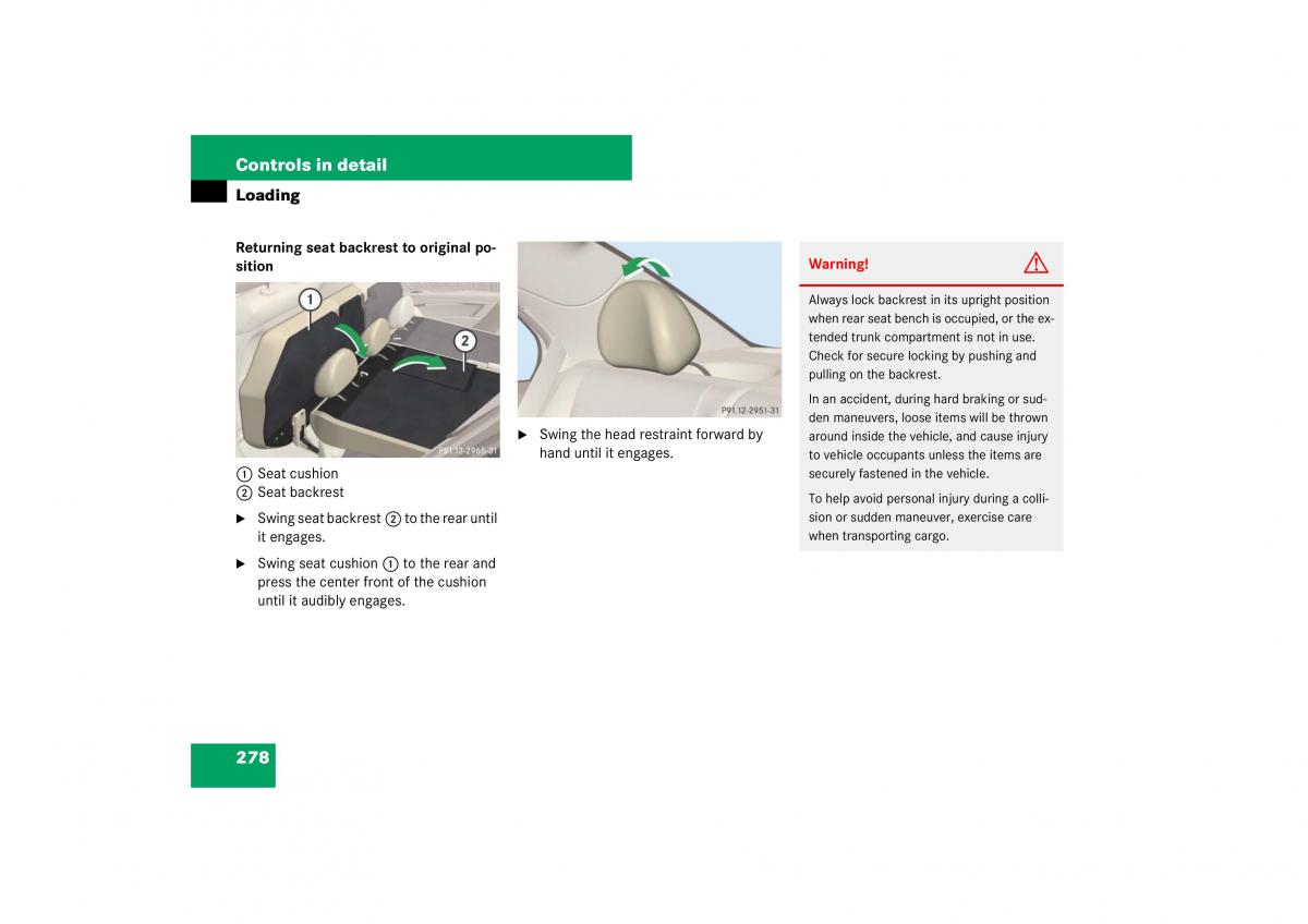 Mercedes Benz E Class W211 owners manual / page 279