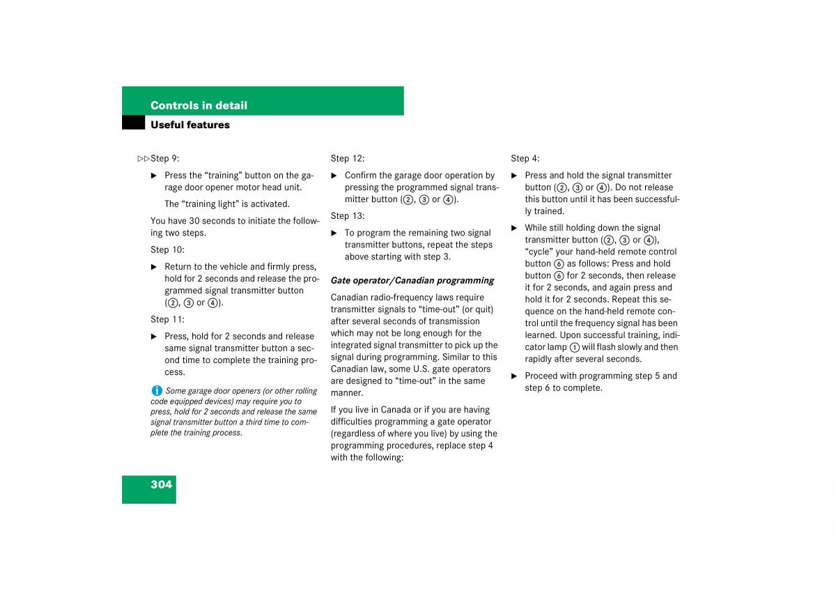 Mercedes Benz E Class W211 owners manual / page 305