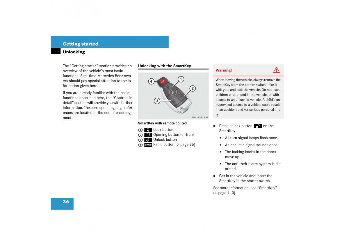 Mercedes Benz E Class W211 owners manual / page 37