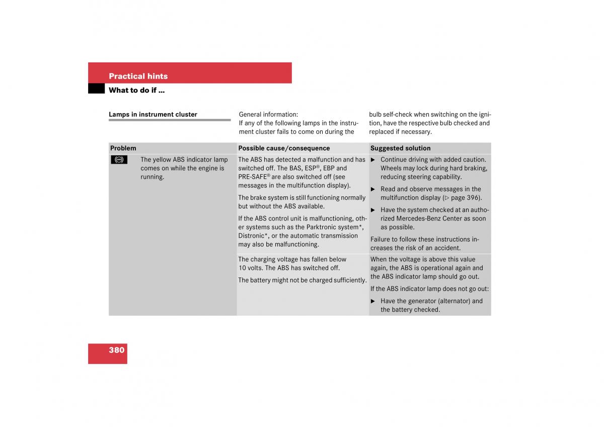 Mercedes Benz E Class W211 owners manual / page 381