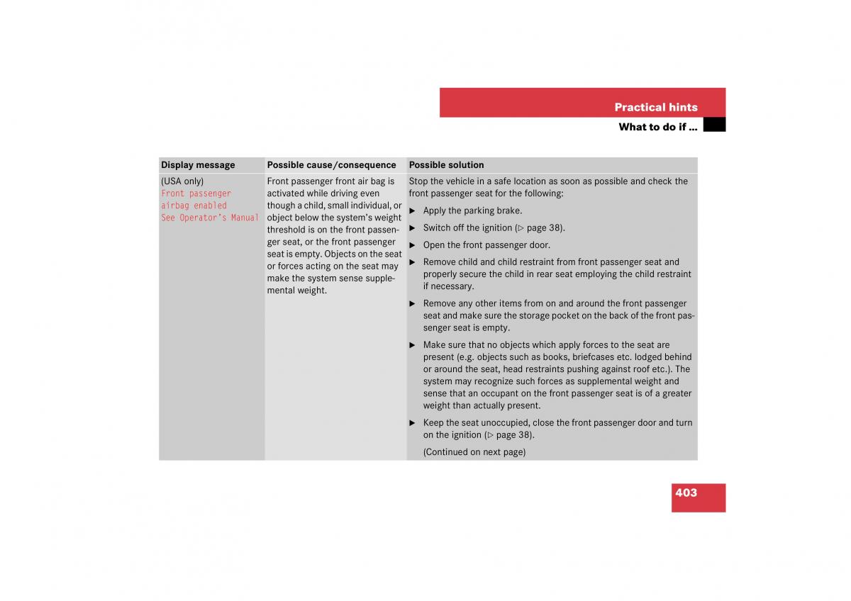 Mercedes Benz E Class W211 owners manual / page 404