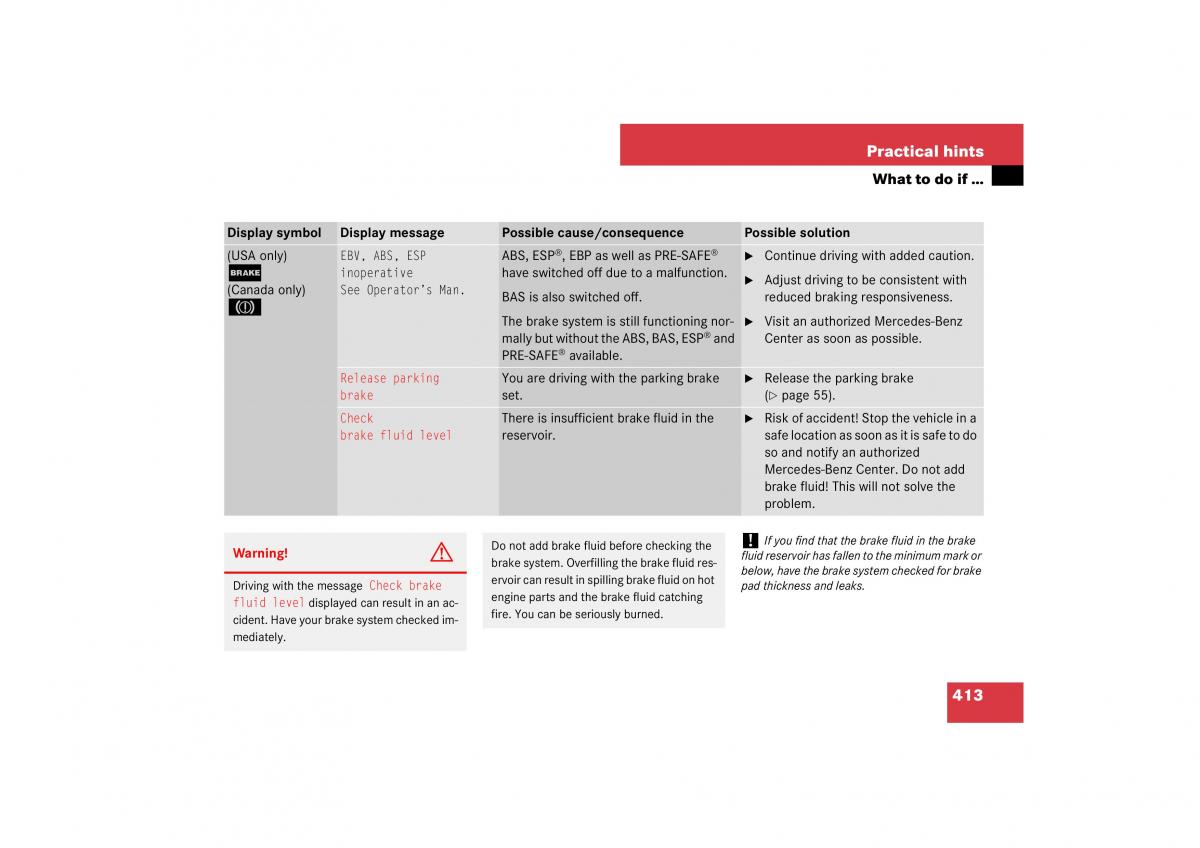 Mercedes Benz E Class W211 owners manual / page 414