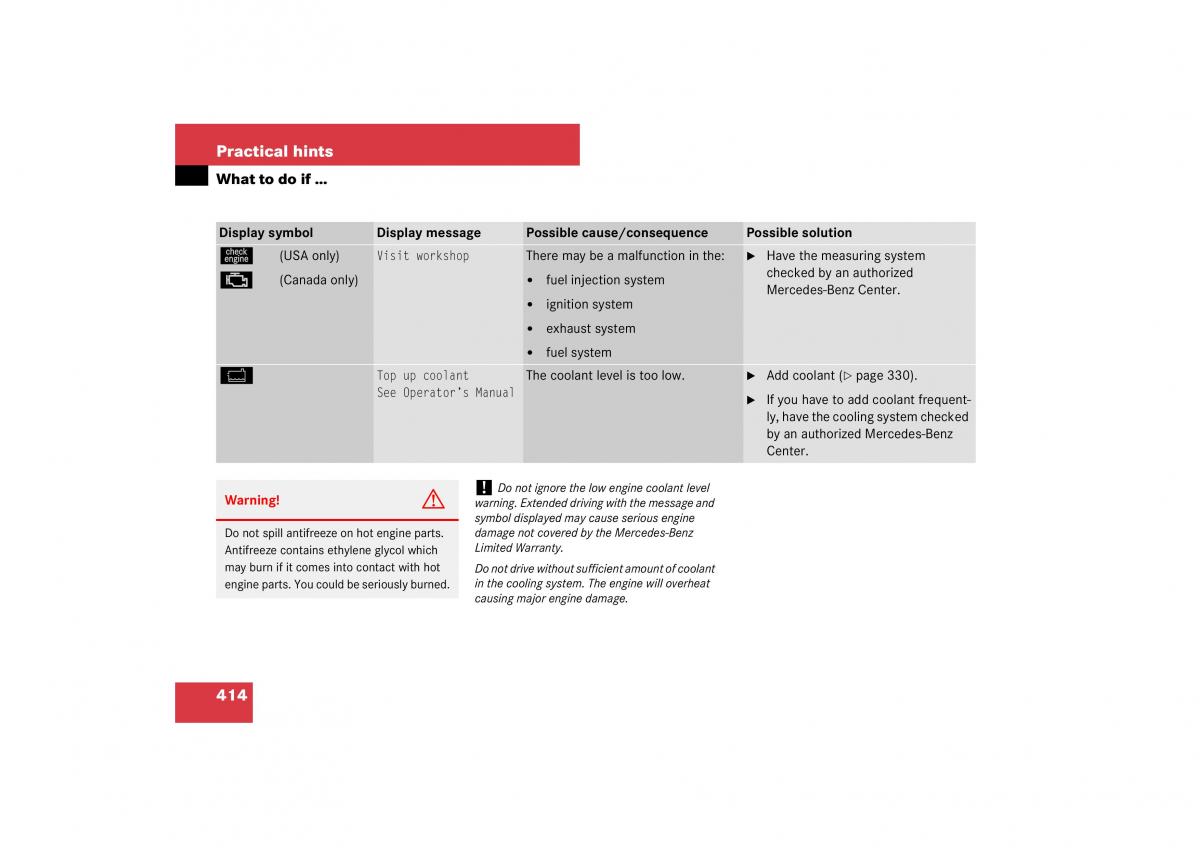 Mercedes Benz E Class W211 owners manual / page 415