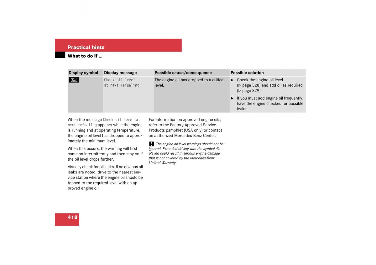 Mercedes Benz E Class W211 owners manual / page 419