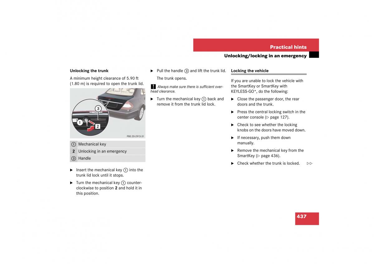 Mercedes Benz E Class W211 owners manual / page 438