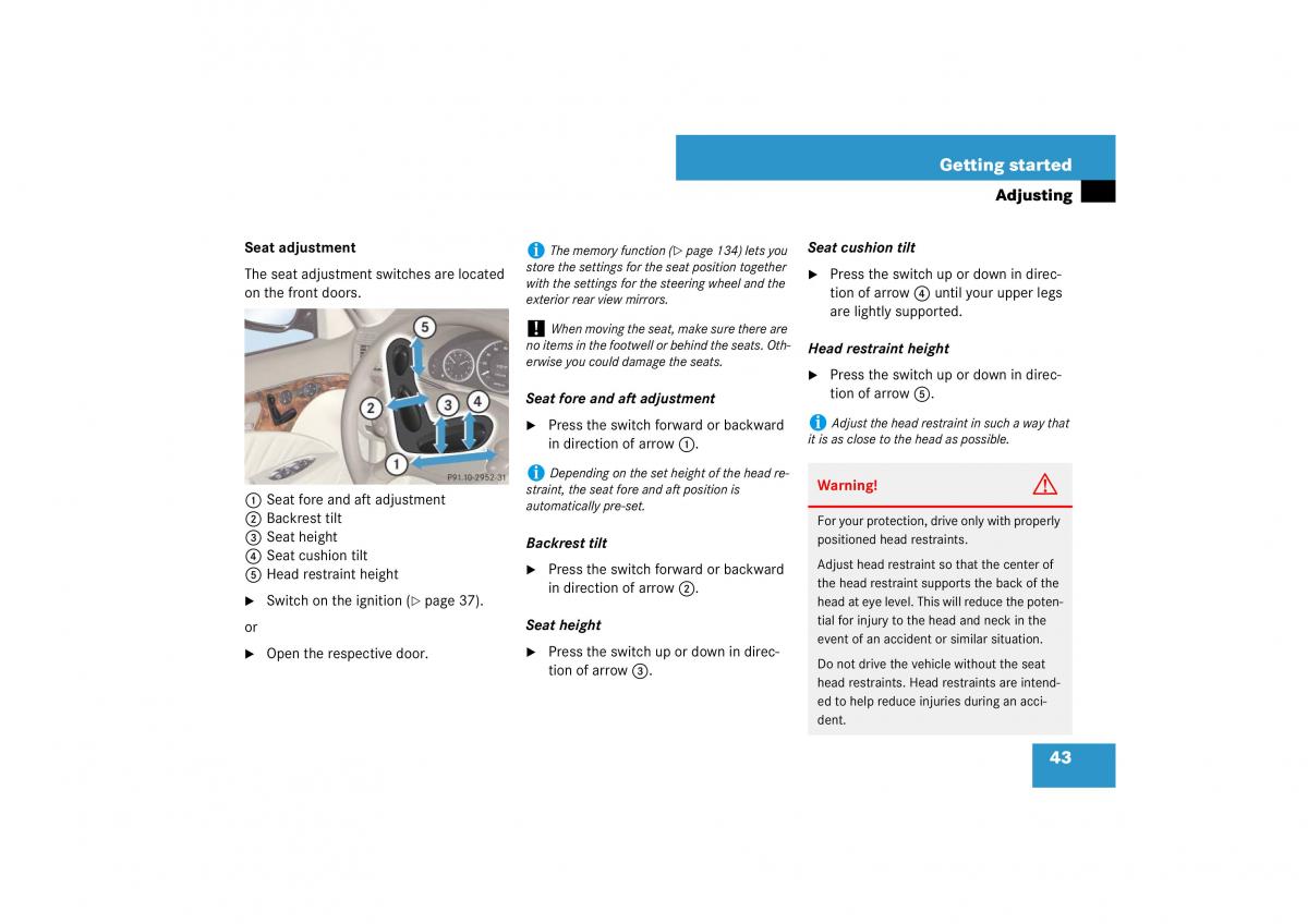 Mercedes Benz E Class W211 owners manual / page 44