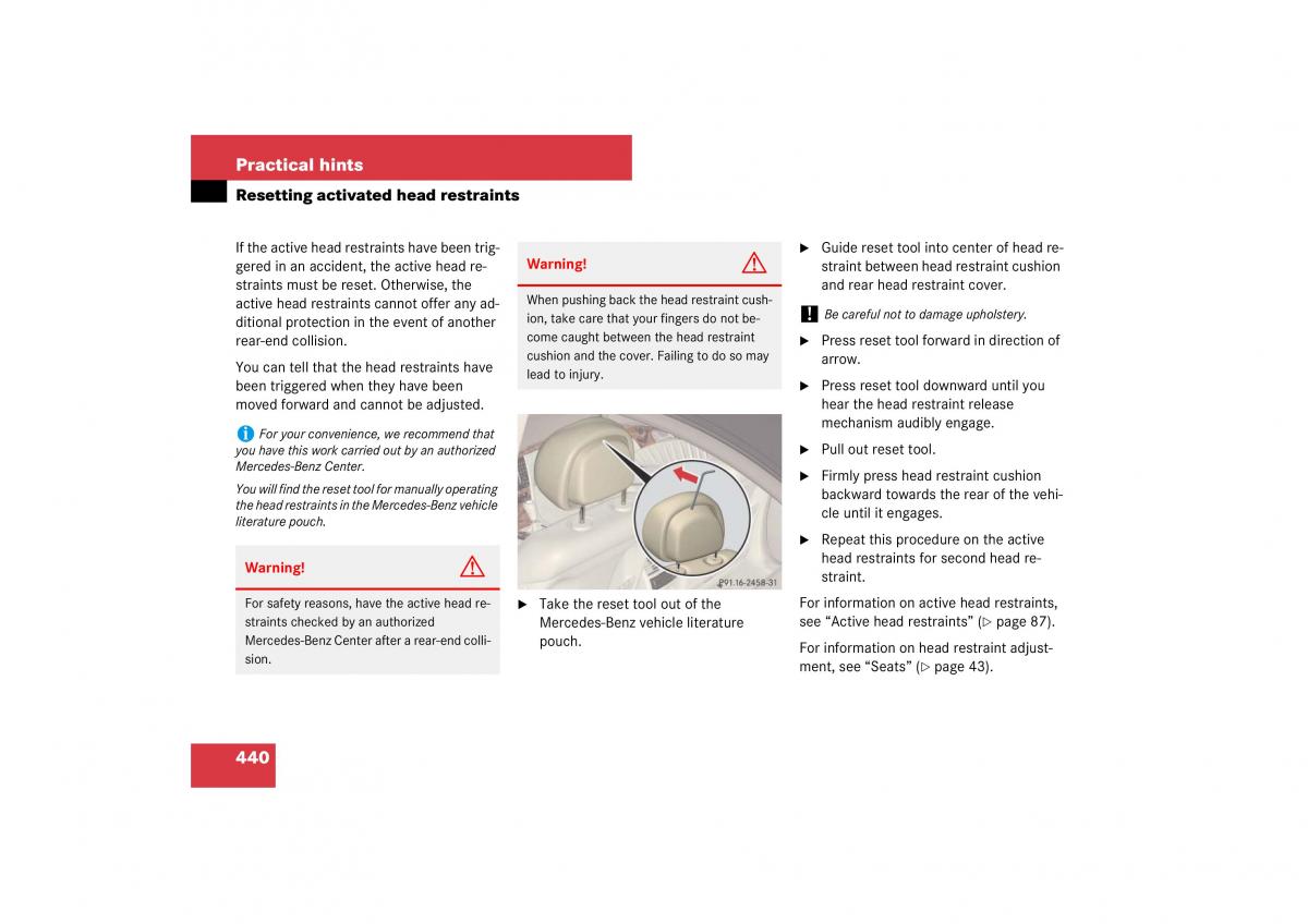 Mercedes Benz E Class W211 owners manual / page 441