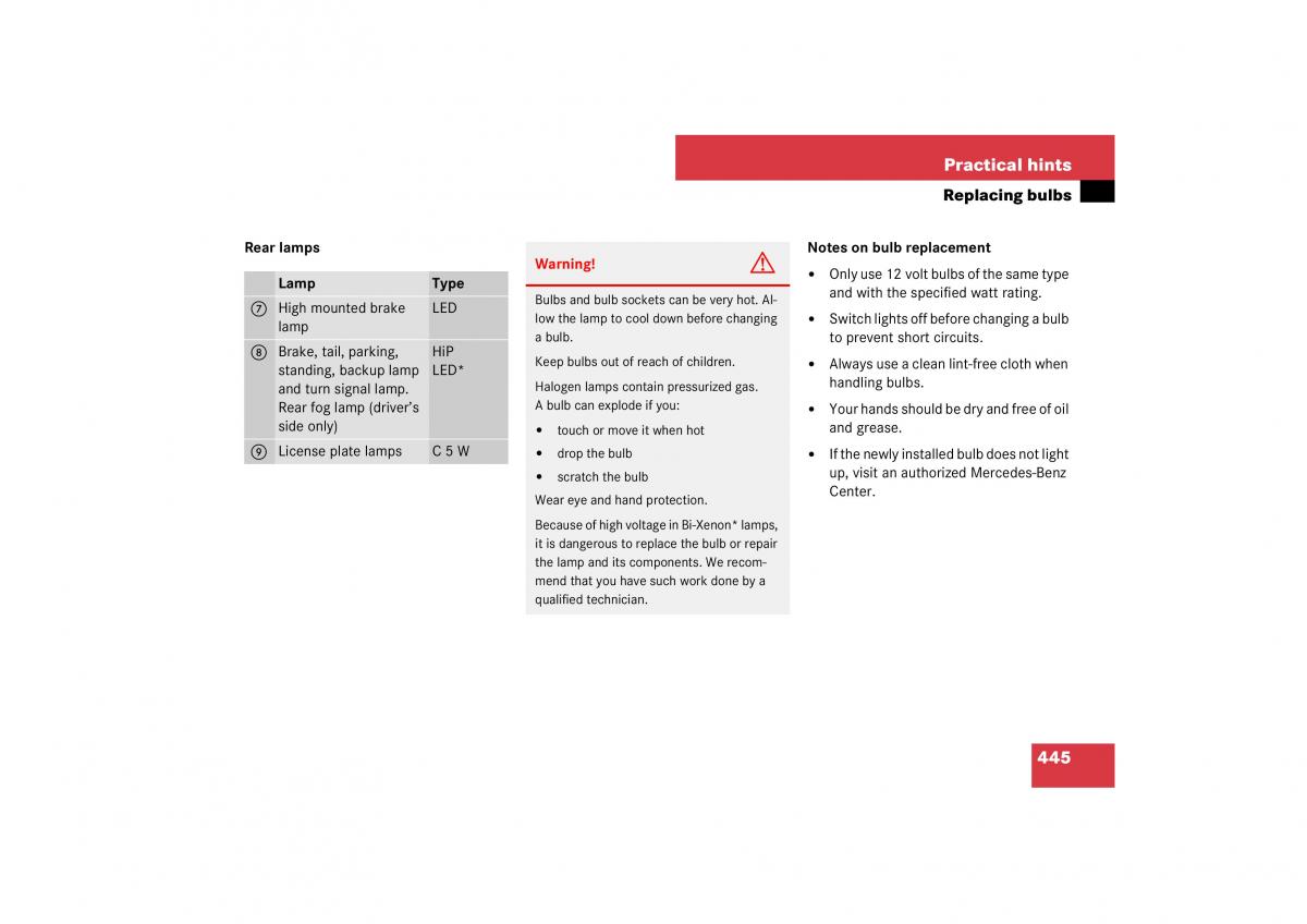 Mercedes Benz E Class W211 owners manual / page 446