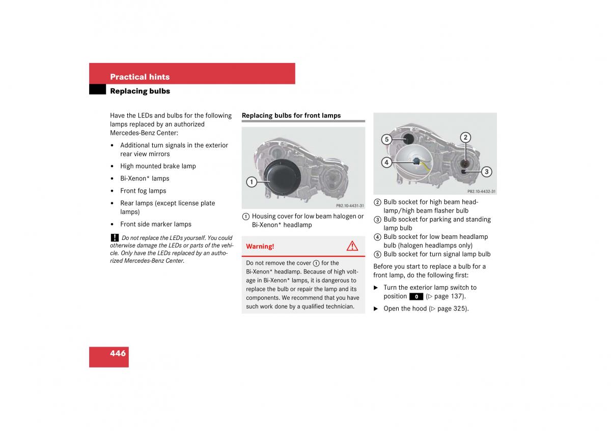 Mercedes Benz E Class W211 owners manual / page 447