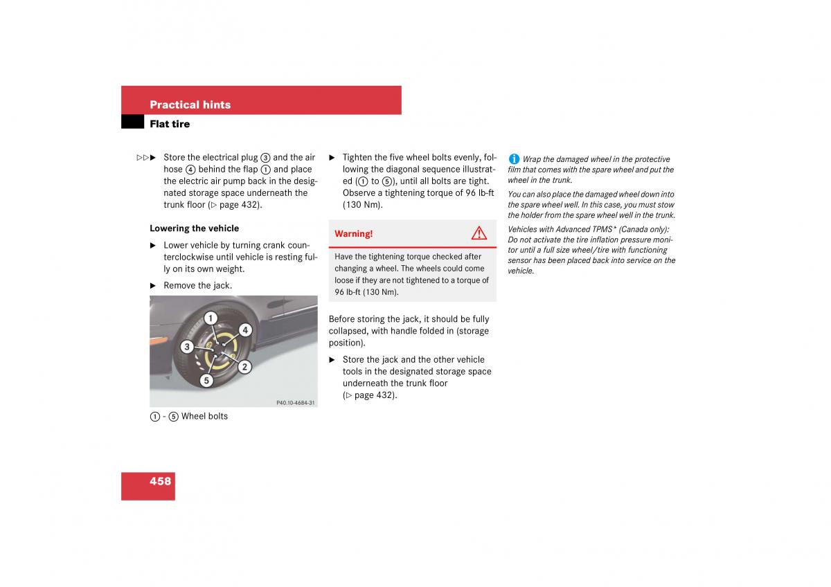 Mercedes Benz E Class W211 owners manual / page 459