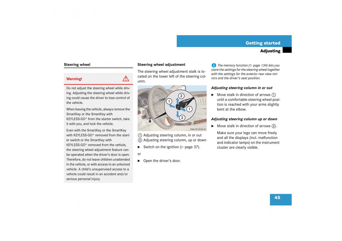 Mercedes Benz E Class W211 owners manual / page 46