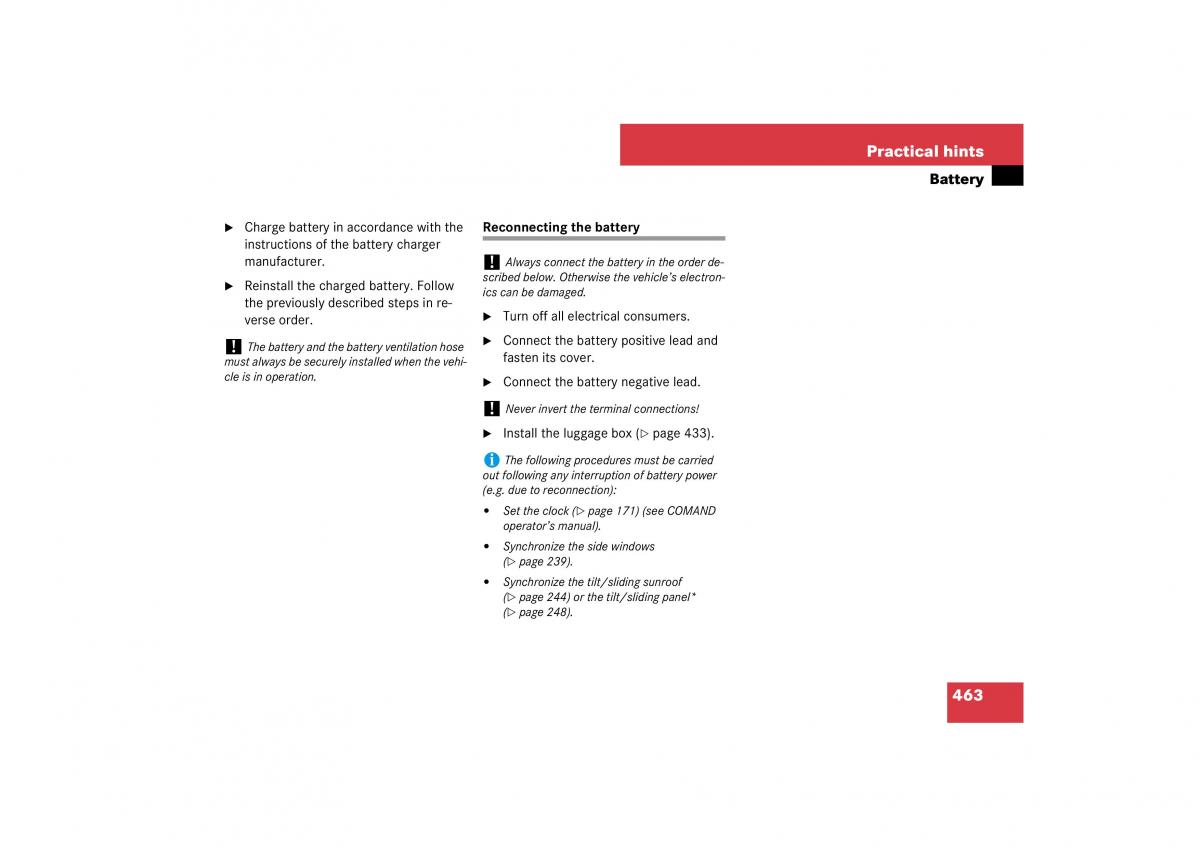 Mercedes Benz E Class W211 owners manual / page 464