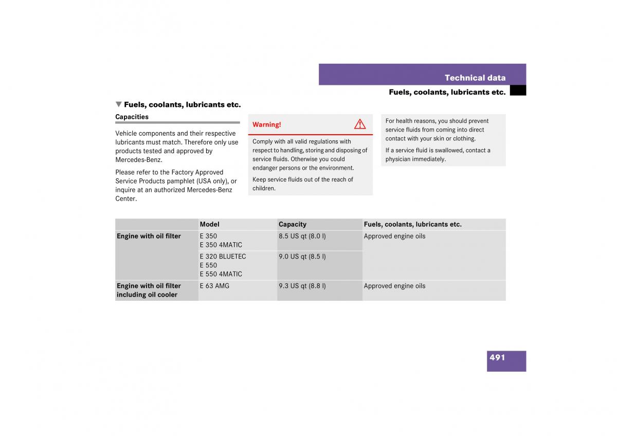 Mercedes Benz E Class W211 owners manual / page 492