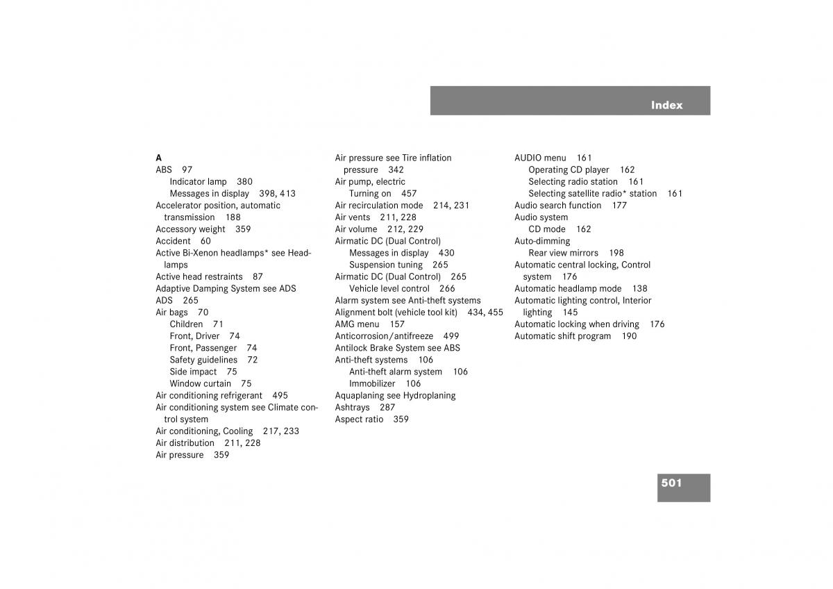 Mercedes Benz E Class W211 owners manual / page 502