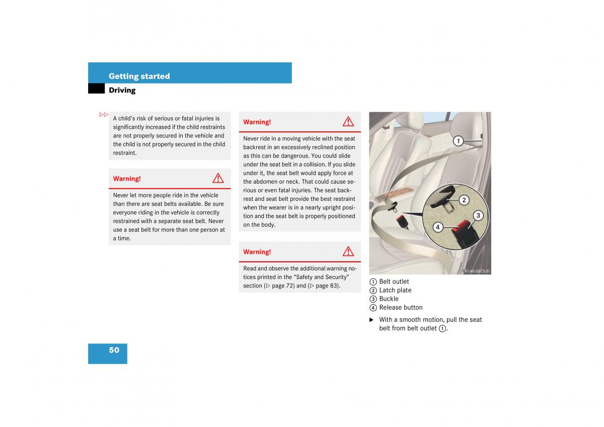 Mercedes Benz E Class W211 owners manual / page 51