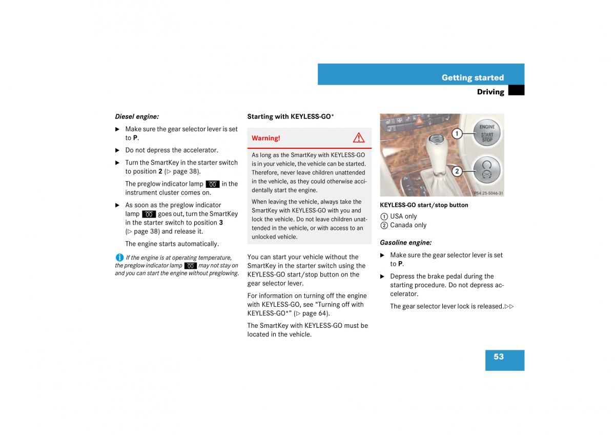 Mercedes Benz E Class W211 owners manual / page 54