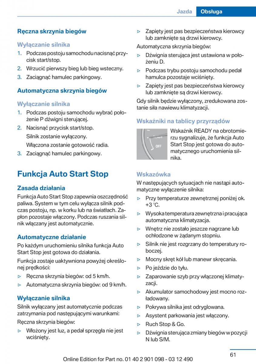 BMW 3 F30 instrukcja obslugi / page 61