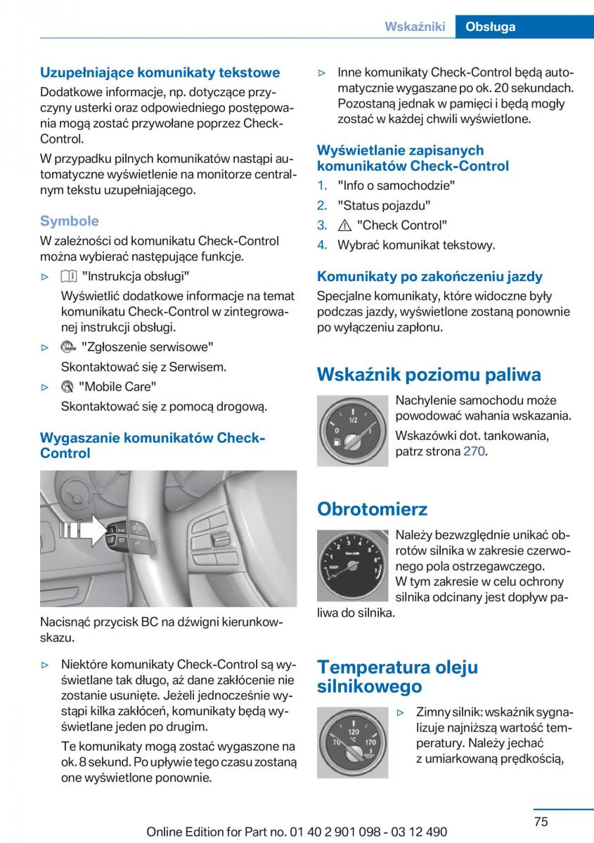 BMW 3 F30 instrukcja obslugi / page 75