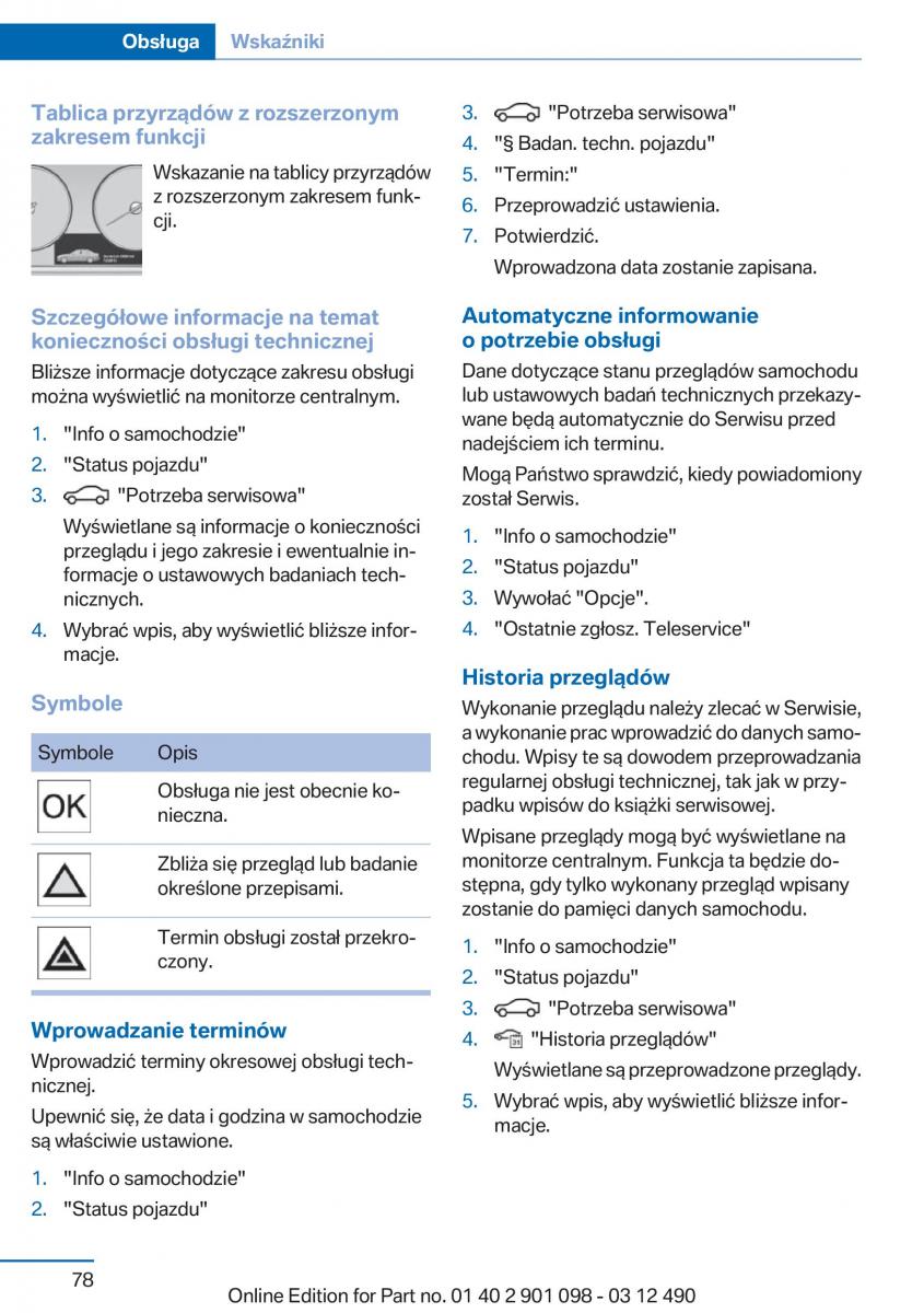 BMW 3 F30 instrukcja obslugi / page 78